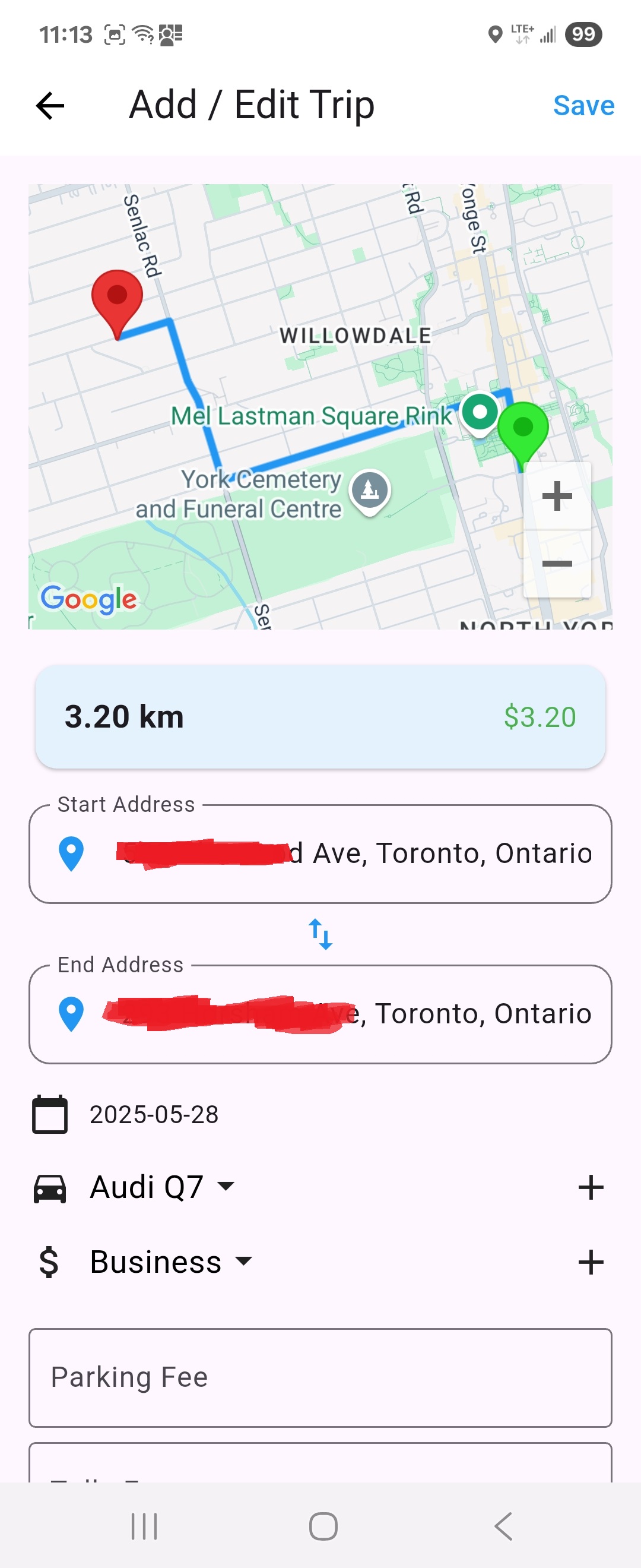 Trip detail Screenshot