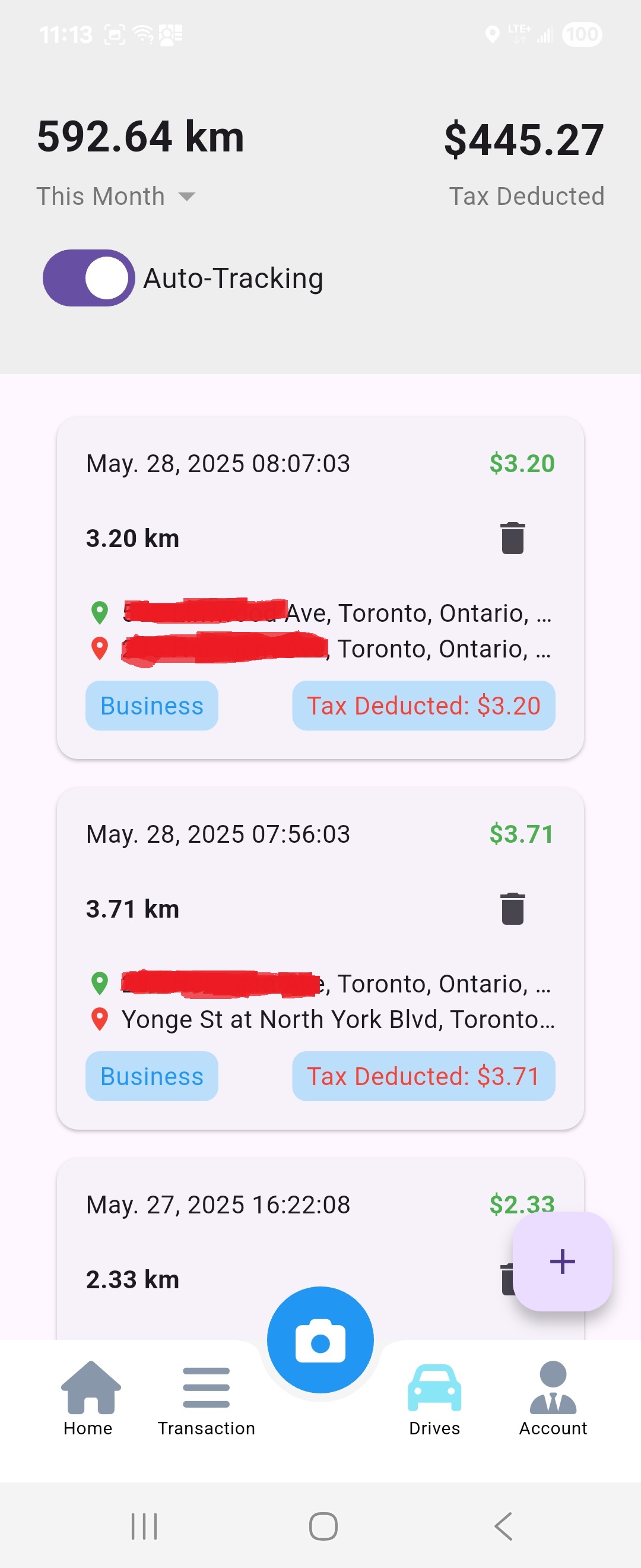Trip List Screenshot